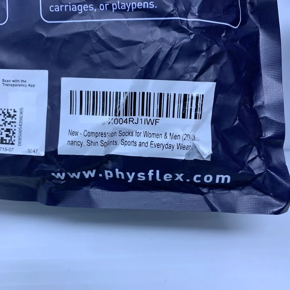 PhysFlex Unisex L/XL Black 20-30mmHg Targeted Support Compression Socks
